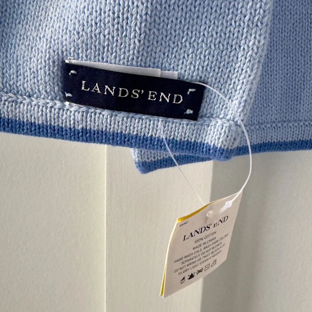 Lands' End Children’s Embroidered Equestrian Horse Knit Blue Scarf 50”L With Tag